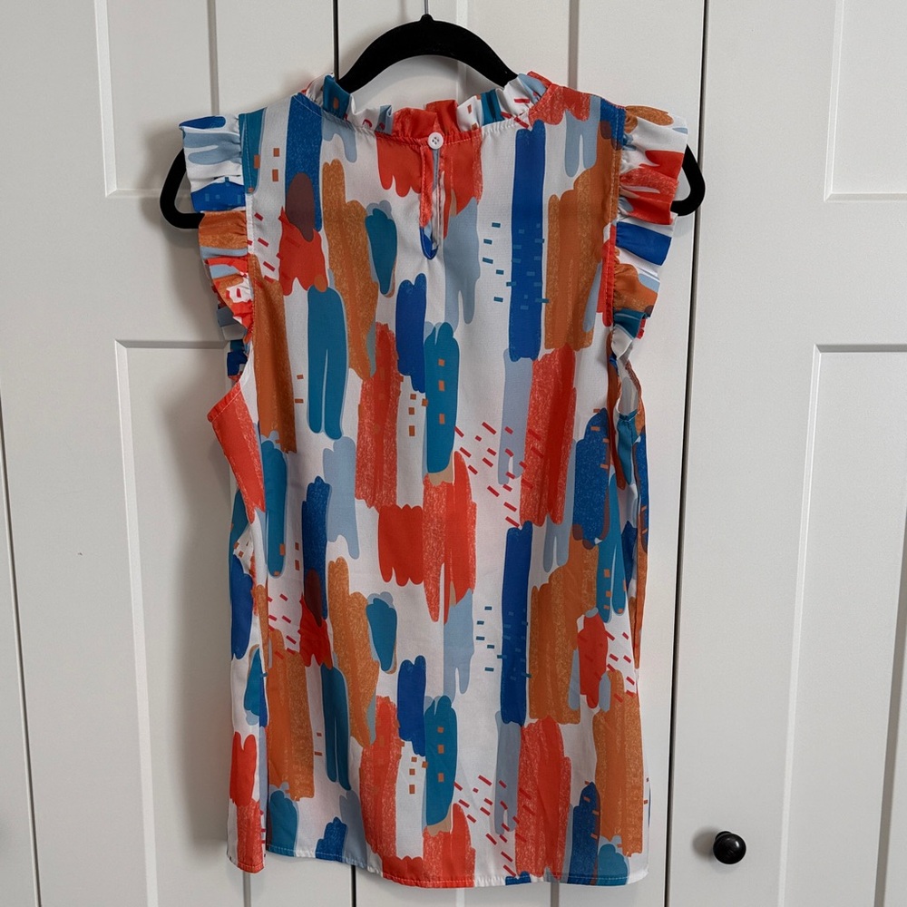 Colorful Ruffle Sleeve Top - Picture 2 of 2